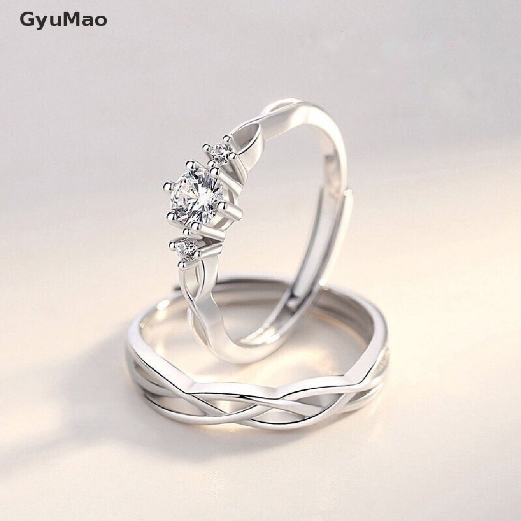 [cxGYMO] 1Pair Couple Ring Crystal Diamond Wedding Engagement Jewelry Adjustable Rings  HDY