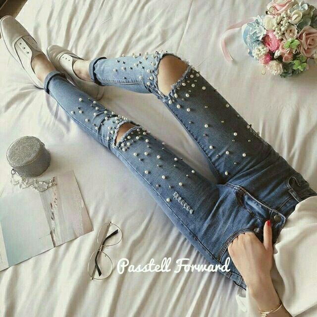 👖กางเกงยีนส์🔥ปักมุกพร้อมส่ง🌴4̶5̶0̶-̶6̶9̶0̶฿💕💕