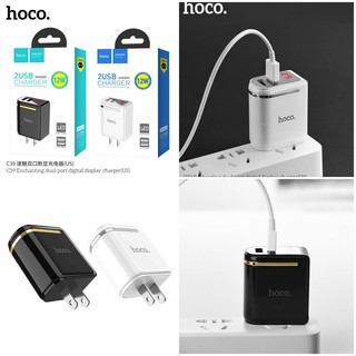 หัว Adapter Hoco C39 12W มีช่องUSB 2 Charger จอ LED Display