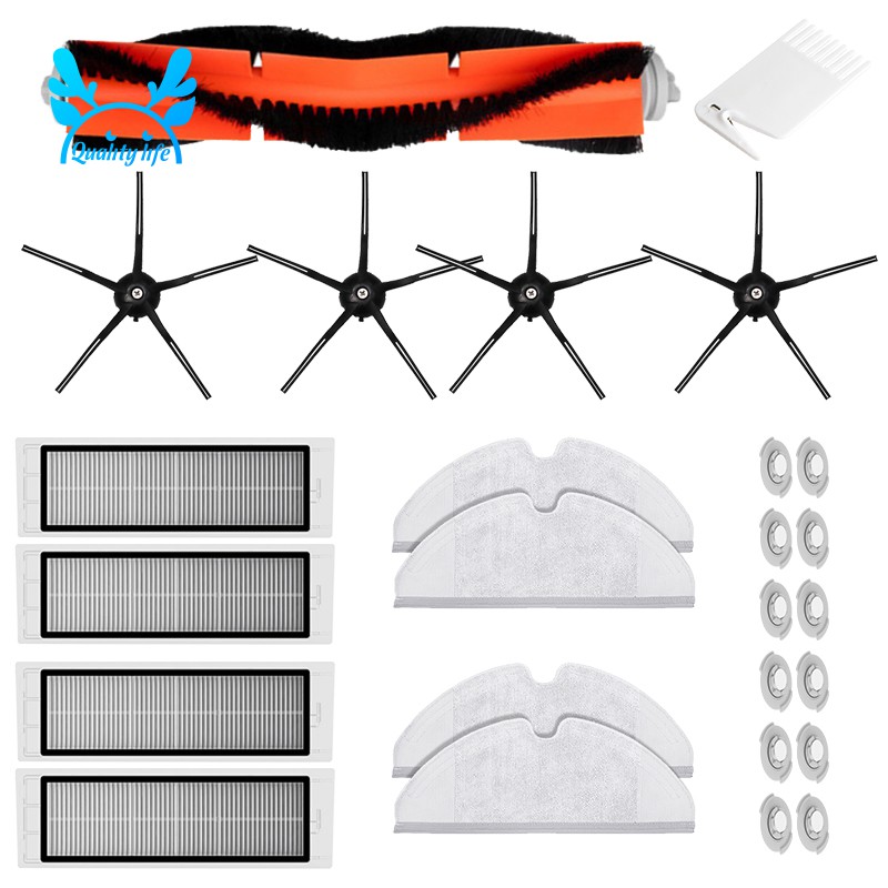 Kit Ricambi Spazzole E Filtri Per Xiaomi Roborock S6 S5 Max S60 S65 - Rullo, Spazzole Laterali, Panni E Filtri