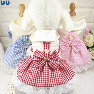 Summer Pet Plaid Dress Tutu Skirt Wedding Dog Dress Pet Princess Dresses Fashion Dog Clothes for Small Dogs Yorkie XS-XX