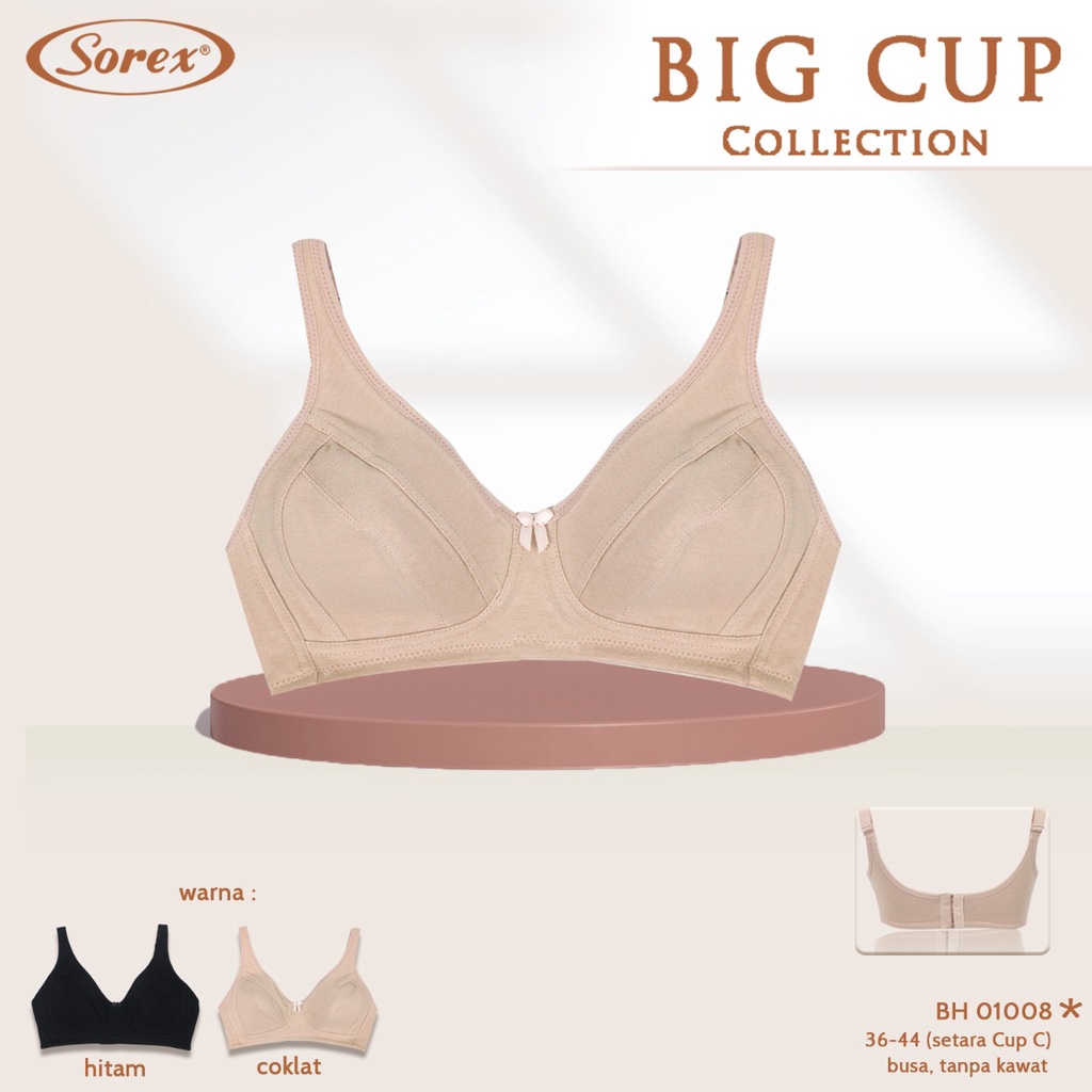 1 ชิ้น Bra BIG CUP Sorex 01008 Thin Foam No Wire CUP C Size 36 - 44