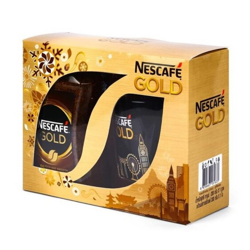 Gift Set!!! Nescafe GOLD Rich and Smooth เนสกาแฟ โกลด์ ริชแอนด์สมูธ ขนาด 200 กรัม จำนวน 1 พร้อม แก้วเนสกาแฟโกลด์300 กรัม