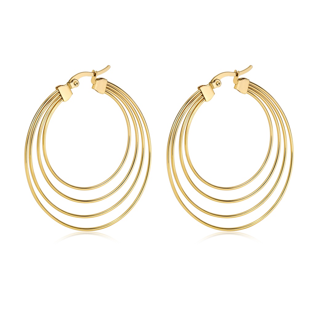 Vnox Circular Earrings Women Girls,Gold Tone Multi-layer Hoop Earrings,Vintage Elegant Party Jewelry