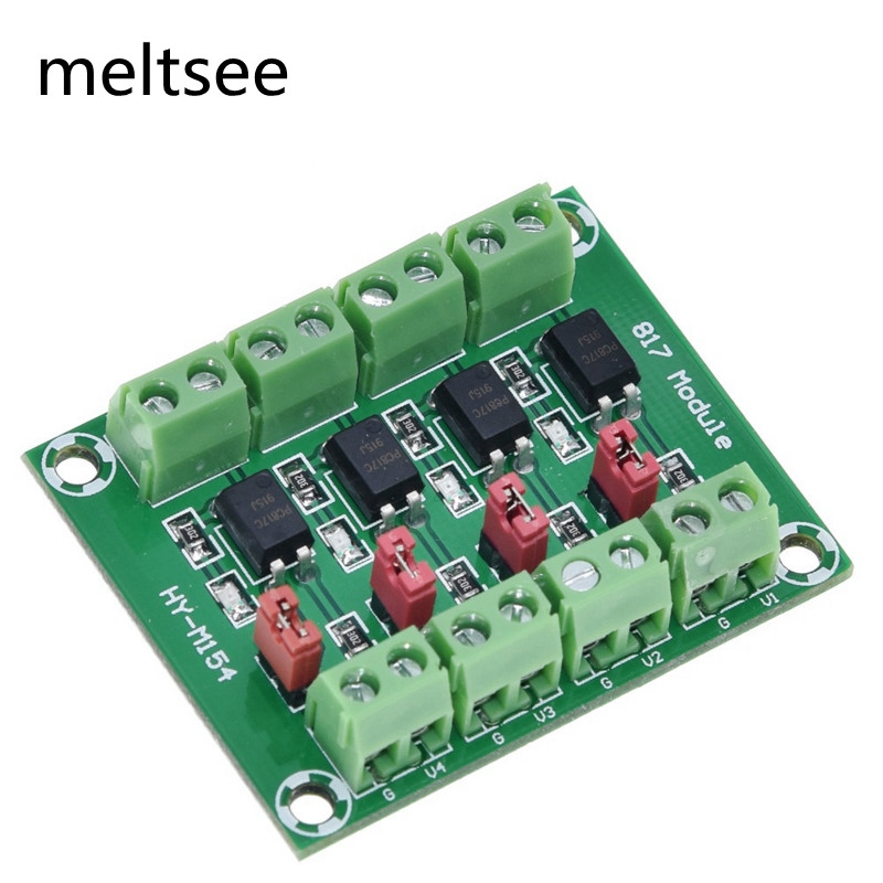 pc 817 4 channel อะแดปเตอร์แปลงโมดูล 3 . 6-30 v ไดรเวอร์อิเล็กทริค PC817 4 Channel Optocoupler Isolation Board