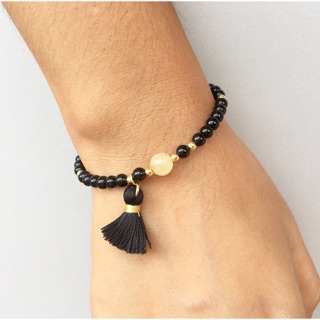สร้อยหิน Onyx แท้ ห้อยพู่