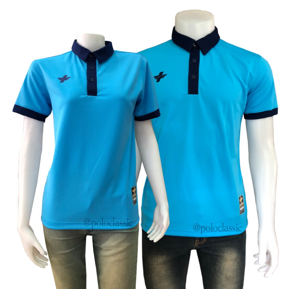เสื้อกีฬา สีฟ้า คอปกสีกรม เนื้อผ้านุ่มดี มีส่งเก็บเงินปลายทาง | Shopee  Thailand