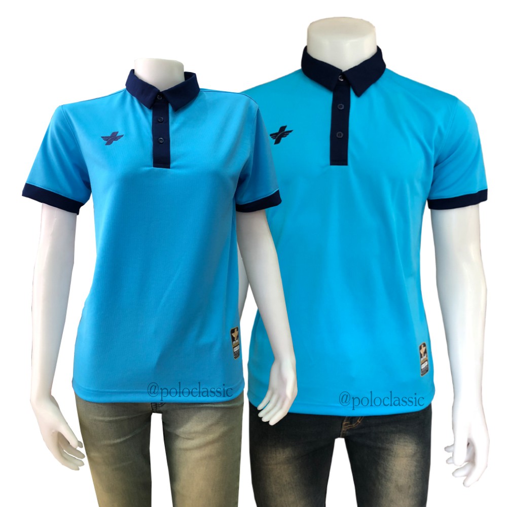 เสื้อกีฬา สีฟ้า คอปกสีกรม เนื้อผ้านุ่มดี มีส่งเก็บเงินปลายทาง