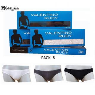 VALENTINO RUDY VB2-A155 PACK5 ตัว กางเกงในชายบิกินีทรงเอวต่ำขอบผ้า  มี 3 สี ขาว เทา ดำ