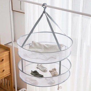 (Spot goods)Foldable Clothes Drying Net Basket Windproof Socks Underwear Sweater Drying Nets Hanging Clothing Drying Basket Organizer