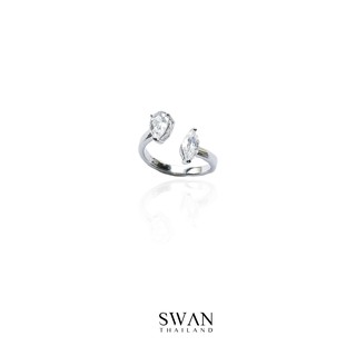 SWAN - Minimal Marquise Pear Ring แหวนเงินแท้ ฟรีไซส์ ฝังเพชรคิวบิคเซอร์โคเนีย cubic zirconia