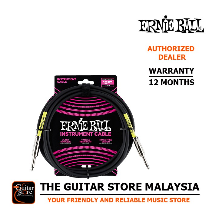 Ernie Ball 10ft สายส่งตรง/ตรง - สีดํา