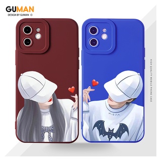 GUMAN เคสคู่ เคสไอโฟน คู่รัก ขอบเหลี่ยมกันกระแทกซิลิโคนนุ่มการ์ตูนน่ารักตลก เคสโทรศัพท์ Compatible for iPhone 14 13 12 11 Pro Max SE 2020 X XR XS 8 7 6 6S Plus พลัส XYM537