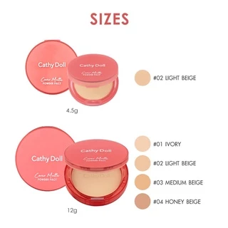แป้งฝุ่นอัดแข็ง เคที่ดอลล์ คัฟเวอร์ แมทท์ พาวเดอร์ แพ็ค Cathy Doll Cover Matte Powder Pact SPF30 PA+++ 4.5 g./12 g.