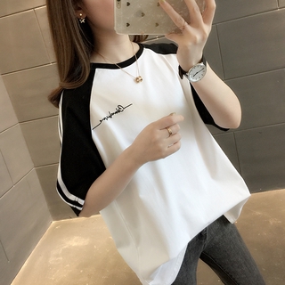 Korean version of half sleeve T-shirt white loose womens T-shirt womens short sleeve T-shirt womens new jacket fashion ins trend