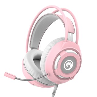 หูฟังเกมมิ่ง Marvo HG8936 Gaming Headphone สีชมพูขาวสุดน่ารัก สาย USB+3.5