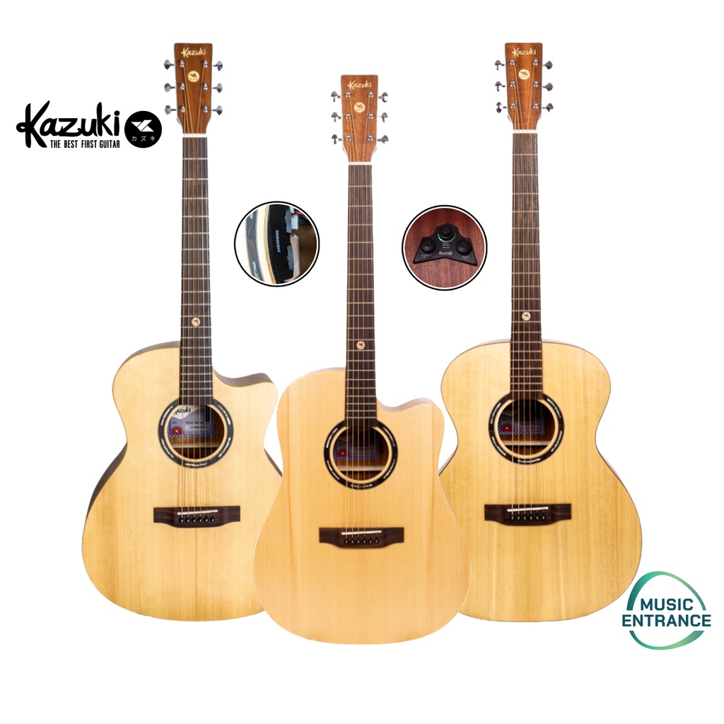 Kazuki Soul Series Top Solid Electric Acoustic Guitar  กีต้าร์โปร่งไฟฟ้า EQ Fishman, Trans Acoustic ฟรี กระเป๋าบุฟองน้ำ