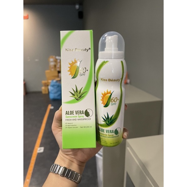 แท้ Kiss Beauty Aloe vera Sunscreen Spray Spf 60 สเปรย์กันเเดด ว่านหางจระเข้