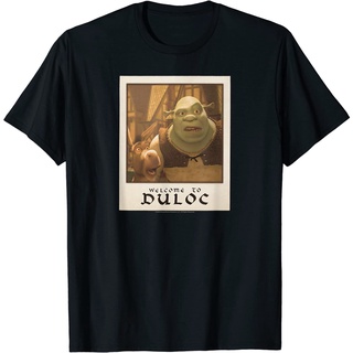 เสื้อยืดผ้าฝ้ายพรีเมี่ยม เสื้อยืดโพลารอยด์ ลาย Welcome To Duloc Shrek And Donkey สําหรับผู้ใหญ่