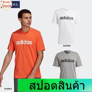 Illicit เสื้อยืดผู้ชายและผู้หญิง เสื้อยืดพิมพ์ลาย Adidas รุ่น เสื้อยืด Essentials Embroidered Linear Logo [GL0058 GL0060