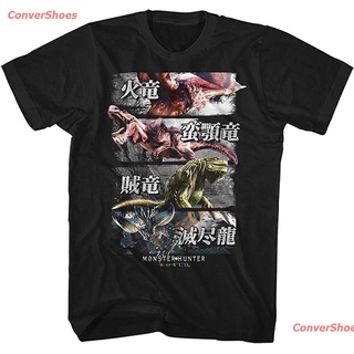 เสื้อยืดลำลอง Monster Hunter 4 Monsters Black Adult T-Shirt Tee Popular T-shirts