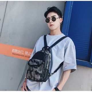 พร้อมส่ง กระเป๋าเป้สะพายหลัง ปรับคาดไหล่ได้ แฟชั่นเกาหลี รหัส Man-6889 ลายทหาร