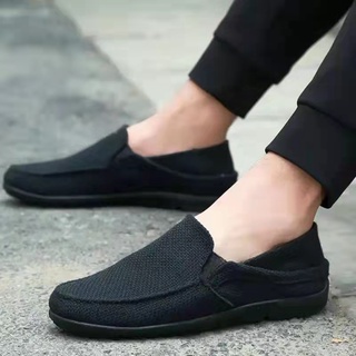 New Loafers shoes men's linen breathable casual soft canvas slip on shoes