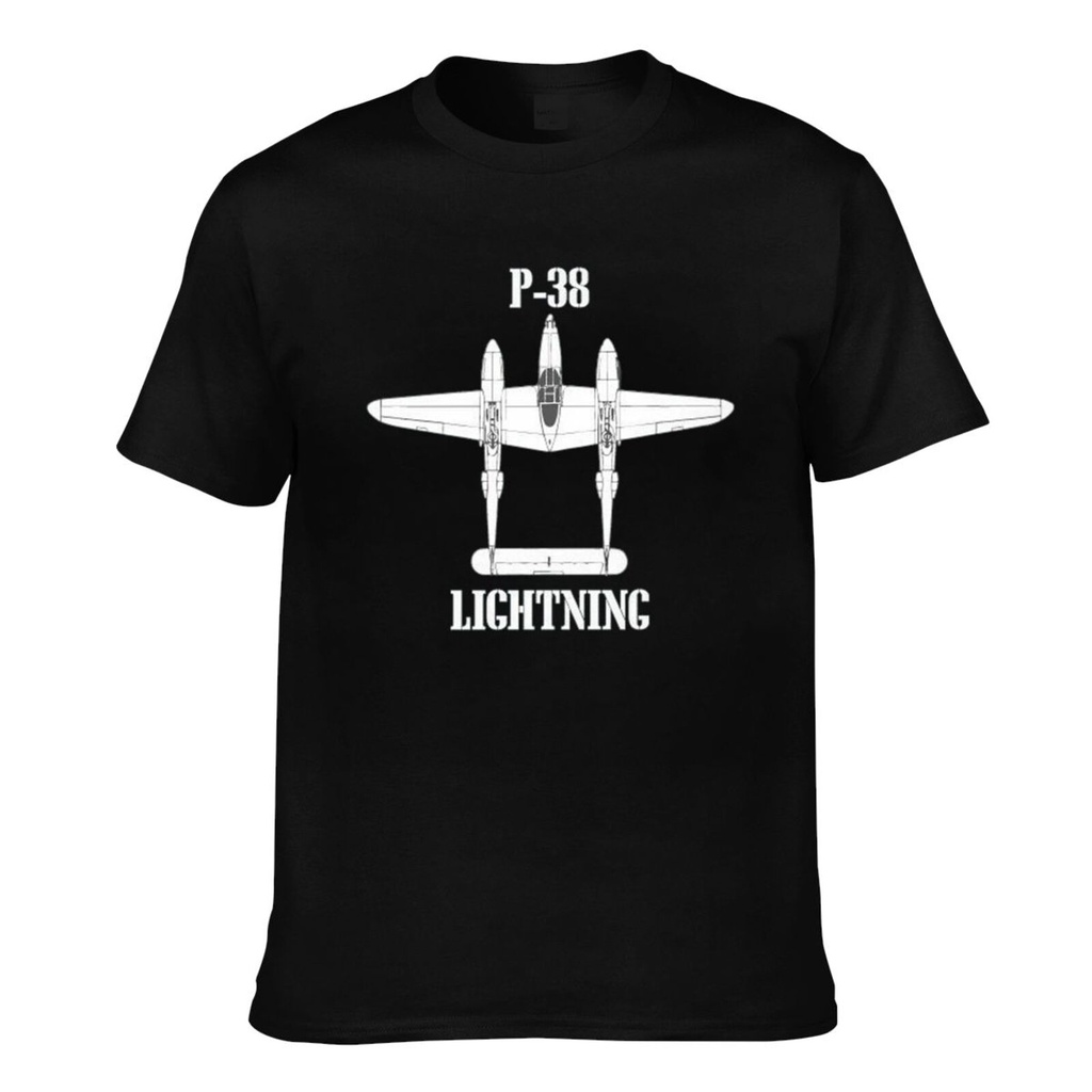 P-38 Lightning Wwii Hter Airpower เสื้อยืดแขนสั้นผู้ชาย