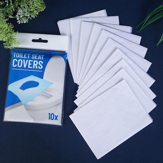 [Biho] 10pcs Disposable Toilet Seat Cushion Portable Wood Pulp Bathroom Toilet Seat Cover Paper