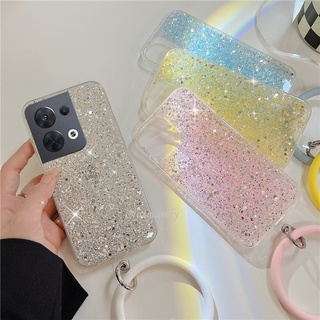 2022 New เคสโทรศัพท์ Soft Case OPPO Reno8 8Z 8Pro Reno 8 7 7Z 7Pro 6Z 6 Z Pro 5G 4G Phone Case Gold Foil High Flash Sparkling Casing with Fashion TPU Wristband Shockproof Protective Back Cover เคส