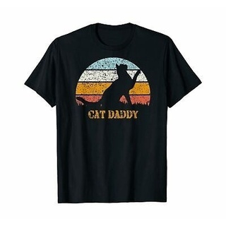 เสื้อโอเวอร์ไซ - ผู้ชายเสื้อยืดวินเทจขนาดใหญ่กว่าเสื้อยืดวินเทจ Cat Daddy วินเทจพระอาทิตย์ตกของขวัญ