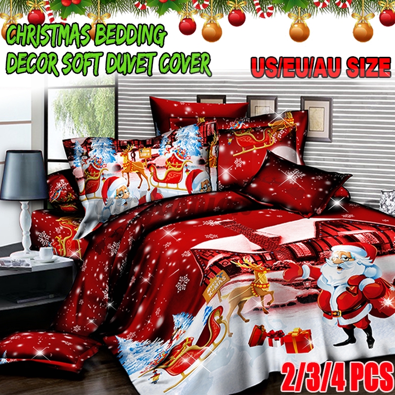 Twin Queen King Size Christmas Duvet Cover Quilt Santa Bedding Set W Pillowcase Gcy5 Shopee Thailand