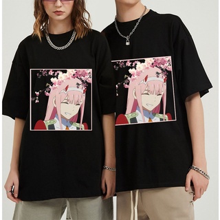 T-shirt  เสื้อยืด ผ้าฝ้าย พิมพ์ลายอนิเมะ Darling In The FRANXX Zero Two 02 พลัสไซซ์ สไตล์สตรีท สําหรับผู้ชายS-5XL