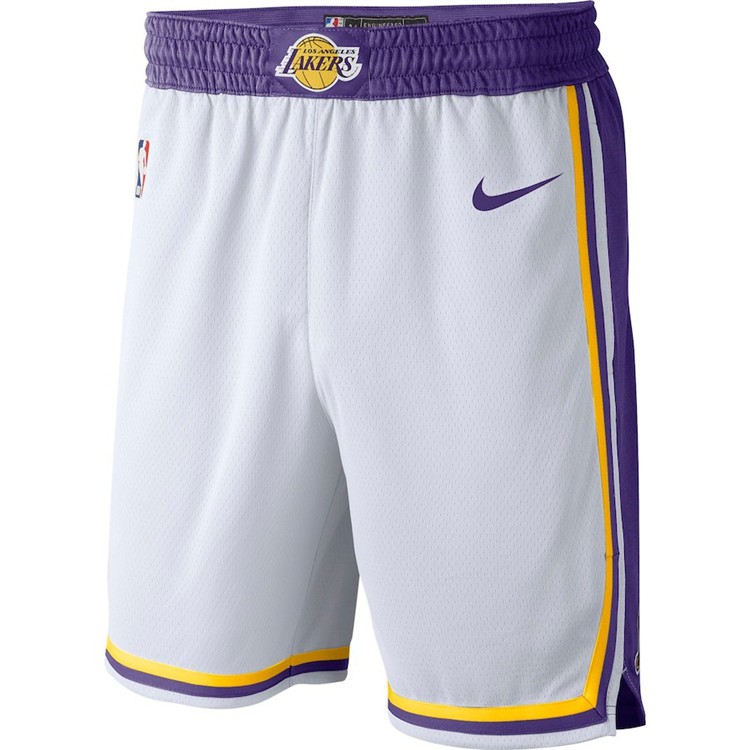 กางเกงบาสเก็ตบอล Nba Lakers James Grama สีขาว