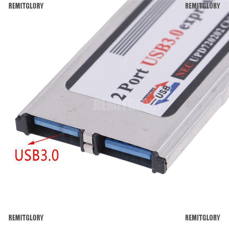 Tarjeta Express Card de 34 mm EXPRESSCARD 34 a USB 3.0, 2 puertos USB 3