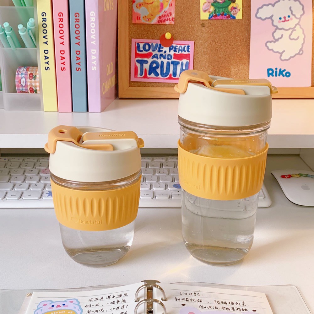 พร้อมส่ง💛แก้วกาแฟสุดน่ารัก แถมสติกเกอร์ด้วยน้า 71012