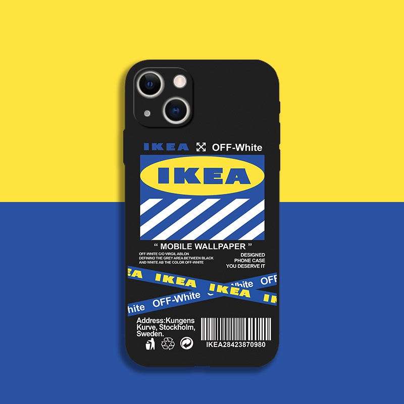 เคสซิลิโคนนิ่ม ลายฉลาก IKEA สีดํา สําหรับ iPhone 14 15 Pro XS Max Xr 6s 7 8 Plus SE2 SE3 12 mini 11 13 Pro Max