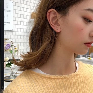 Suwann.na [ราคาต่อคู่] ต่างหู ต่างหูเงินแท้ ต่างหูเกลียว สีเงิน, ทอง