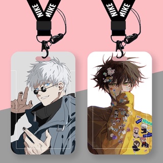 กระเป๋าใส่บัตรประจําตัวประชาชน ลาย Jujutsu Kaisen พร้อมสายคล้องยาว DIY สําหรับนักเรียน