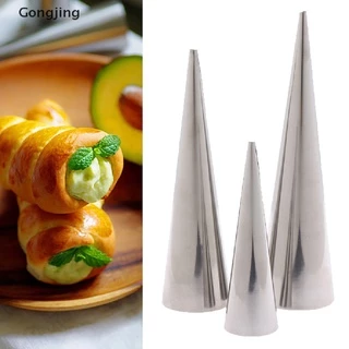 [Gong]12 ชิ้น กรวยหลอดครัวซองต์ กรวยแตรเกลียวเหล็กม้วนครีมขนมปังแม่พิมพ์