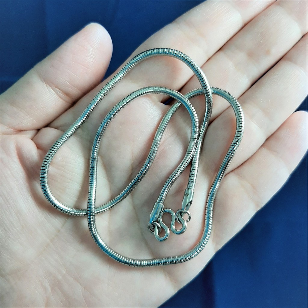 YNS สร้อยคอสแตนเลสแท้ ลายงูกลม สร้อยพระ ผู้ชาย ผู้หญิง เด็ก สร้อยสแตนเลส สินค้าไทย ไม่ลอก ไม่ดำ J12
