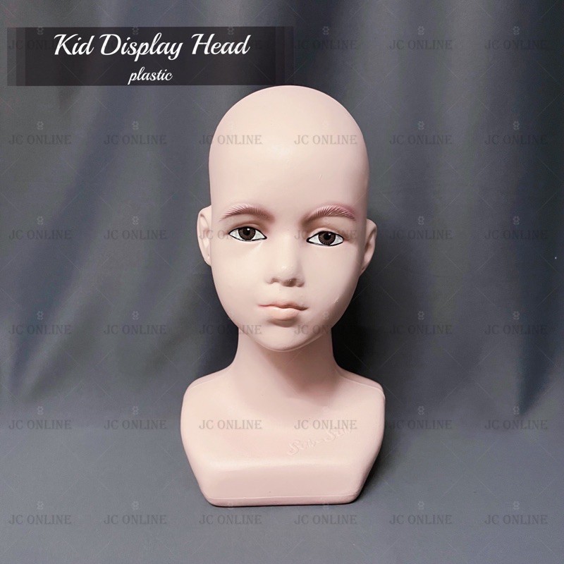 JCONLINE Kepala Patung Budak // Kid Display Head Plastic (ตุง / ผม / ผ้าคลุมไหล่ / หมวก)