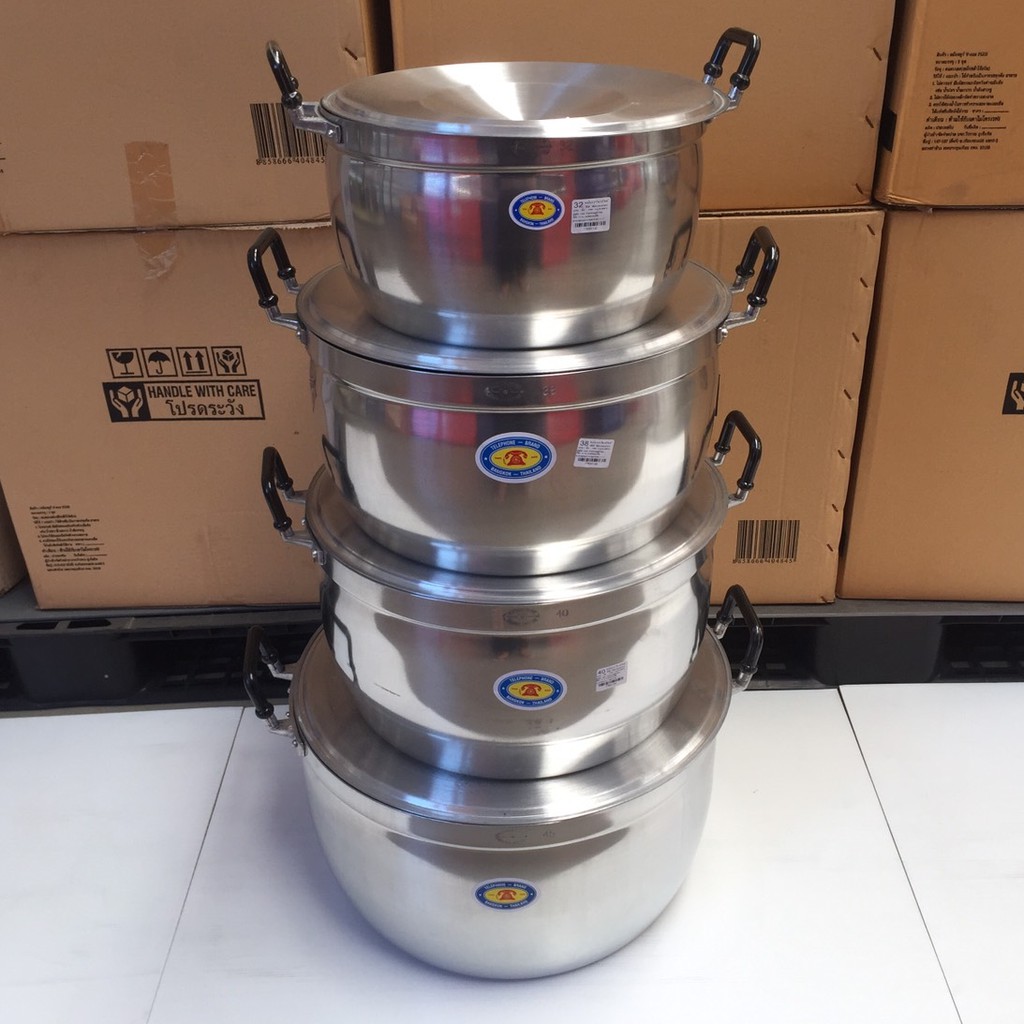 หม้อ 2 หู อลูมิเนียม  ตราโทรศัพท์ มีขนาด 16,18,20,22,24,26 พร้อมส่ง!!!