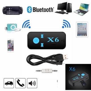 Car Bluetooth X6 Music Receiver Adapter 3.5mm Jack Wireless Handsfree Car Kit With TF Card Reader Function MP3/MP4