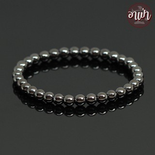 แร่เฮมาไทต์ Hematite ขนาด 6 มิล ของแท้ 100% หินเฮมาไทต์ หินสีเงิน หิลมงคล