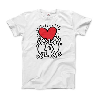 เสื้อยืดแขนสั้นพิมพ์ลาย Keith Haring Men Holding Heart สําหรับผู้ชายS-5XL