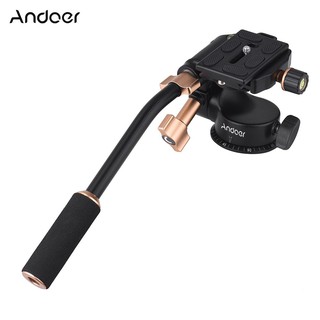 Andoer Q08S อลูมิเนียมล้ออัลลอยด์แบบ 3 ทิศทาง Damping Video Head Tripod Head