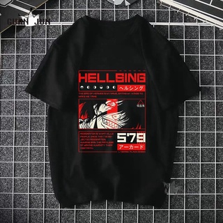 เสื้อยืดแขนสั้น ผ้าฝ้าย พิมพ์ลายกราฟิก HELLSING Alucard Vampire Hunter Tailored สีดํา สําหรับผู้ชาย SDF2FR41712 S-5XL