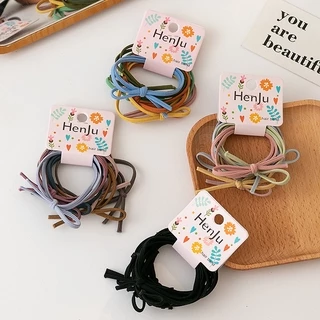 Kf134 6 ชิ้น/การ์ดสีลูกกวาดเรียบง่ายยางรัดผมยืดหยุ่นสูง