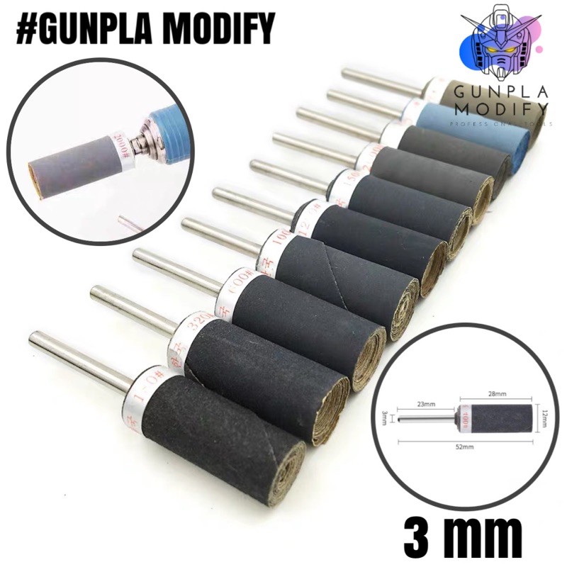 หัวขัด กระดาษทรายม้วน แกน 3 mm ความละเอียด #180-#7000 ใช้กับเครื่องขัดชิ้นงาน เหมาะสำหรับงานโมเดลขนาดเล็ก